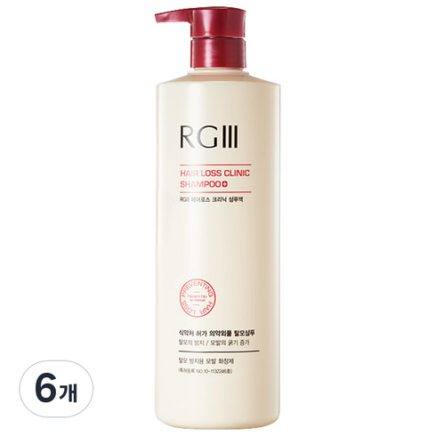 RGⅢ 헤어로스 크리닉 샴푸 (탈모샴푸), 1000ml, 6개
