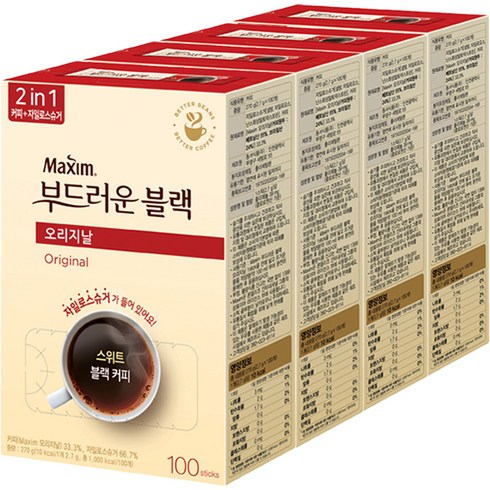 맥심 오리지날 부드러운 블랙 커피믹스, 2.7g, 100개입, 4개