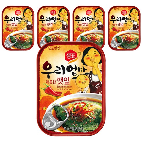 샘표 우리엄마 깻잎 매콤한맛, 70g, 5개