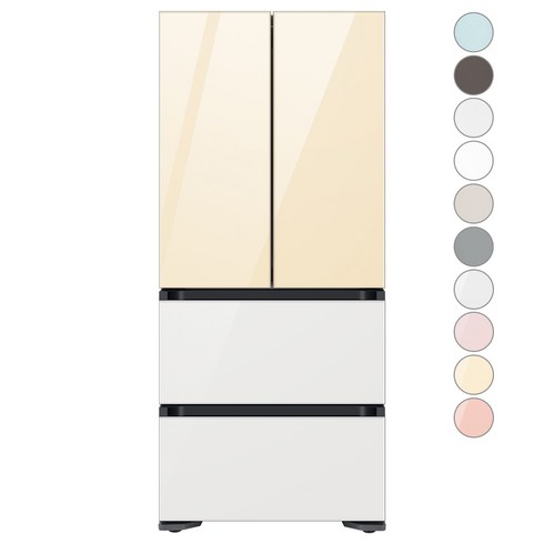 [색상선택형] 삼성전자 비스포크 김치플러스 키친핏 4도어 냉장고 420L 방문설치, RQ42C94J3AP, 글램 화이트
