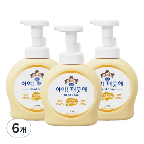 손세정제 - 아이깨끗해 항균 폼 핸드솝 순 보송보송 파우더향, 490ml, 6개