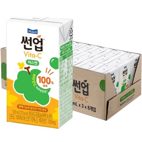 매일유업 썬업 Vita C 주스 머스캣, 125ml, 24개