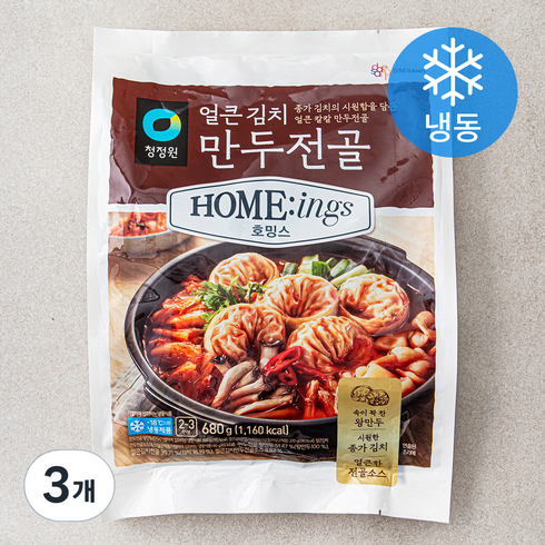 만두전골 - 대상 호밍스 얼큰김치 만두전골 (냉동), 680g, 3개