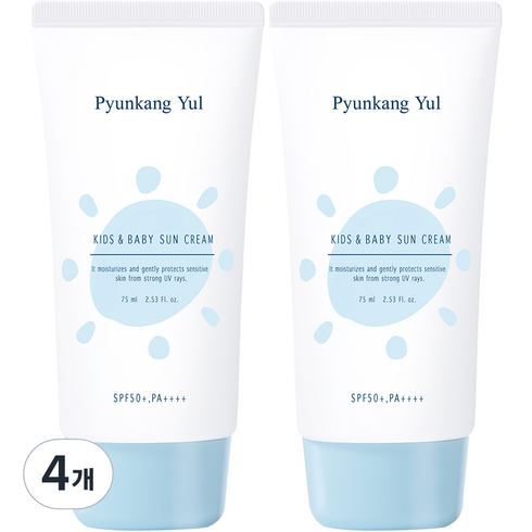 편강율 키즈 앤 베이비 촉촉 선크림 SPF50+ PA++++, 4개, 75ml