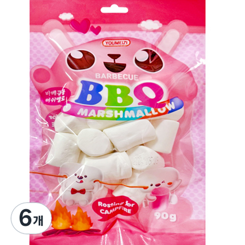 BBQ 바베큐용 머쉬멜로, 90g, 6개