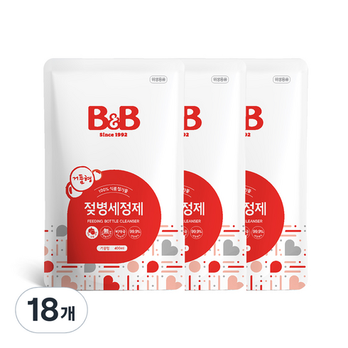 비앤비 젖병세정제 거품형 리필, 400ml, 18개