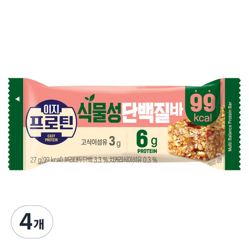 이지프로틴 식물성단백질바, 27g, 4개
