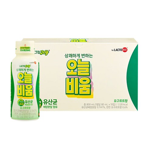 하루비움 - 락토조이 오늘비움 유산균음료, 80ml, 10개