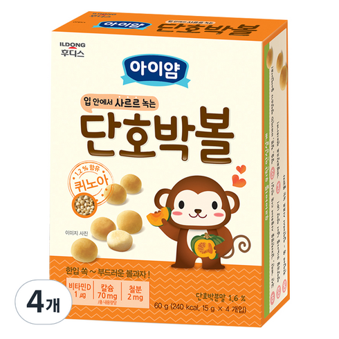 일동후디스 아이얌 볼과자 60g, 단호박맛, 4개