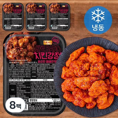 비비큐 바로 치킨강정 매콤한맛 (냉동), 200g, 8팩