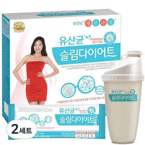한미양행 유산균 슬림 다이어트 기본프로그램 쉐이크 25g x 14p + 전용 쉐이커, 2세트, 350g