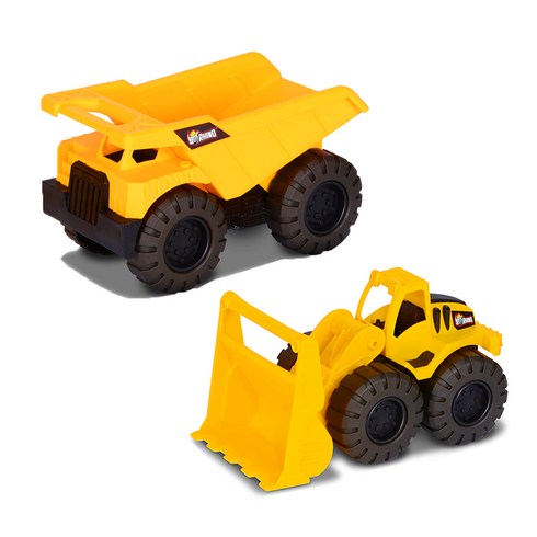 부추카 라이노 모래놀이 소형 덤프트럭 + 불도저 중장비 장난감 세트, 혼합색상