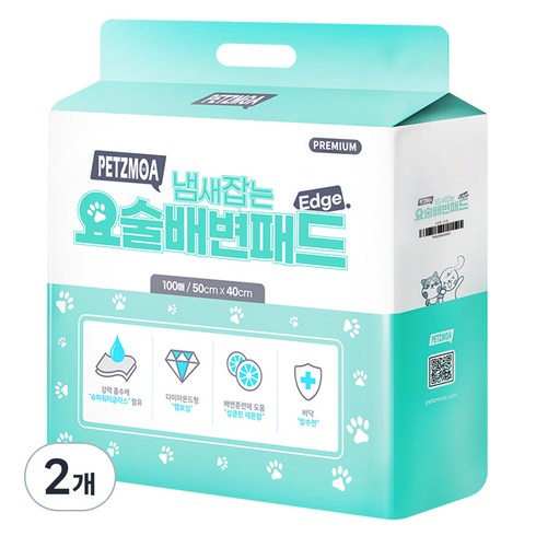 페츠모아 냄새잡는 요술 배변패드 프리미엄 엣지 레몬향, 100개입, 2개