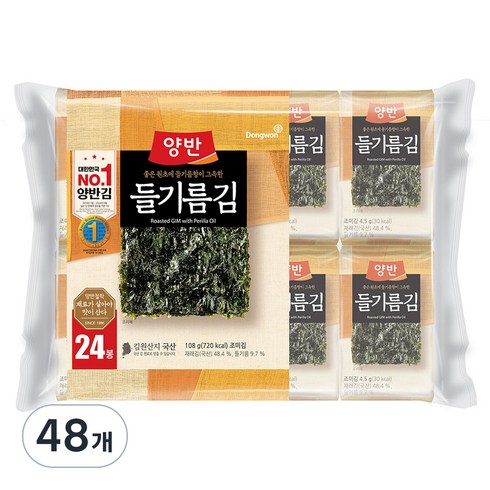 동원 양반 들기름 도시락김, 4.5g, 48개
