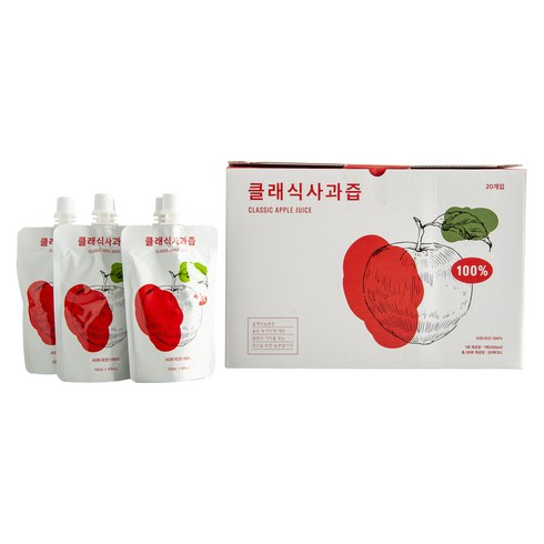 씨를 제거한 과일로 만든 몽실언니 사과즙 100ml 20포  프럼사과즙 100ml 20포 - 클래식농원 클래식 사과즙, 100ml, 20개