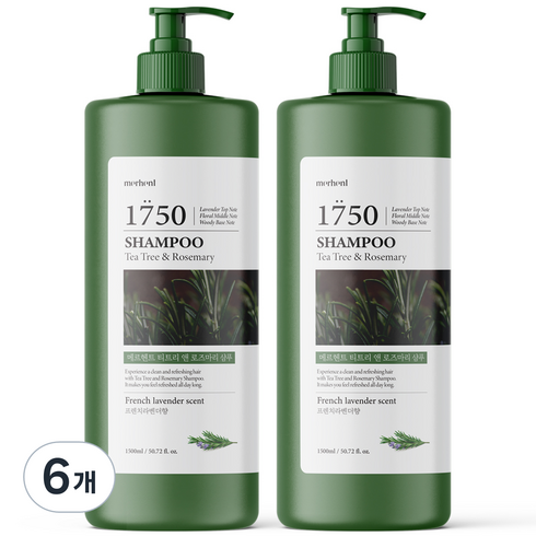 티트리샴푸1500ml - 메르헨트 티트리 앤 로즈마리 대용량 샴푸 프렌치라벤더향, 6개, 1500ml
