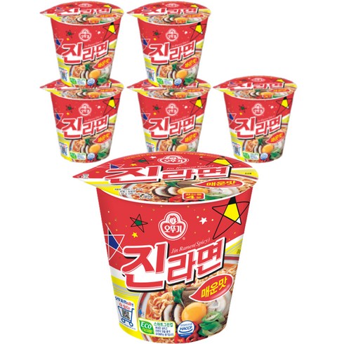 2023년 가성비 최고 컵라면 - 오뚜기 진라면 매운맛 컵 65g, 6개