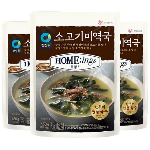 2023년 가성비 최고 미역국 - 청정원 호밍스 소고기미역국, 450g, 3개