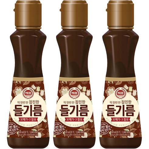 해표들기름 - 해표 참진한 들기름, 320ml, 3개