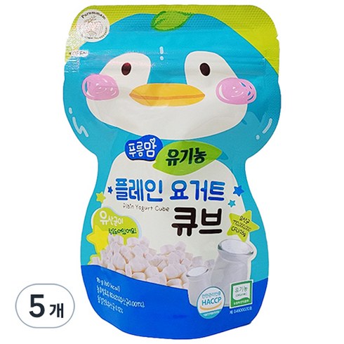 오가닉스토리 푸름맘 유기농 요거트 큐브 16g, 플레인 요거트맛, 5개