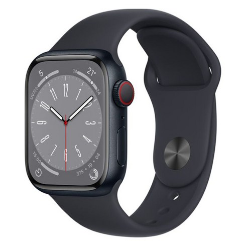 Apple 애플워치 8 GPS+Cellular, 41mm, 알루미늄, 미드나이트 / 미드나이트 스포츠밴드