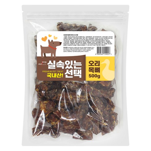 펫츠몬 실속있는선택 애견 수제간식 500g, 오리목뼈, 1개