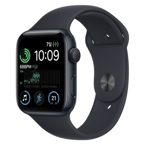 Apple 2022 애플워치 SE 2세대 알루미늄 케이스, 40mm, GPS, 미드나이트 / 미드나이트 스포츠밴드