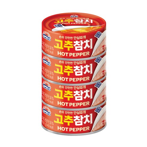 사조 고추참치 안심따개, 100g, 4개