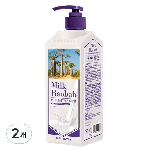 밀크바오밥 퍼퓸 베이비파우더 헤어트리트먼트, 500ml, 2개