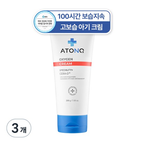 아토앤오투 옥시젠 베이비 인텐시브 크림, 3개, 200ml