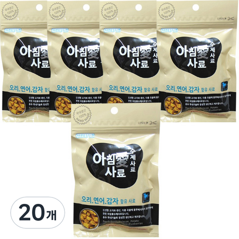 아침애사료 전연령 강아지 수제 오리연어감자함유 기능성 사료, 어덜트, 200g, 20개