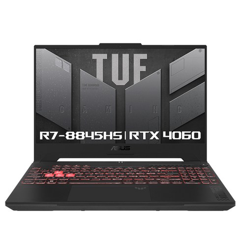 게임노트북 - 에이수스 2024 TUF 게이밍 A15 라이젠7 라이젠 8000 시리즈 지포스 RTX 4060, Mecha Gray, 512GB, 16GB, WIN11 Home, FA507UV-HQ095W