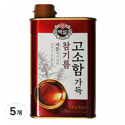 백설 고소함 가득 참기름, 400ml, 5개