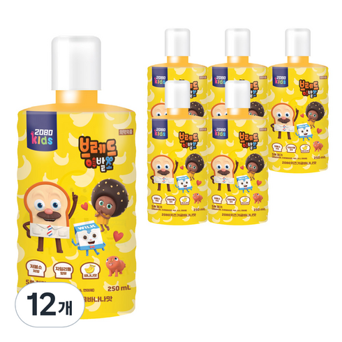 2080 키즈가글 브레드 이발소 바나나맛, 250ml, 12개