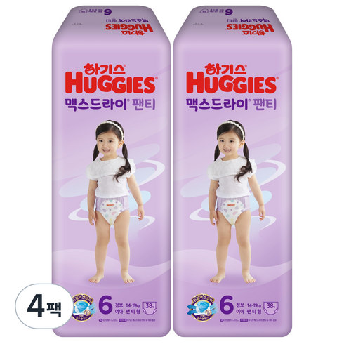 하기스 NEW 맥스드라이 팬티형 기저귀 여아용, 6단계, 152매