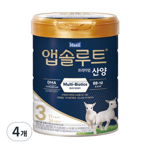 앱솔루트산양3단계 - 앱솔루트 프리미엄 산양분유 3단계, 750g, 4개