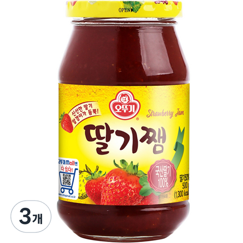 딸기쨈 - 오뚜기 딸기쨈, 500g, 3개