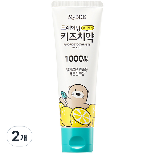 마이비치약 - 마이비 트레이닝 충치케어 키즈치약 레몬민트향, 100g, 2개