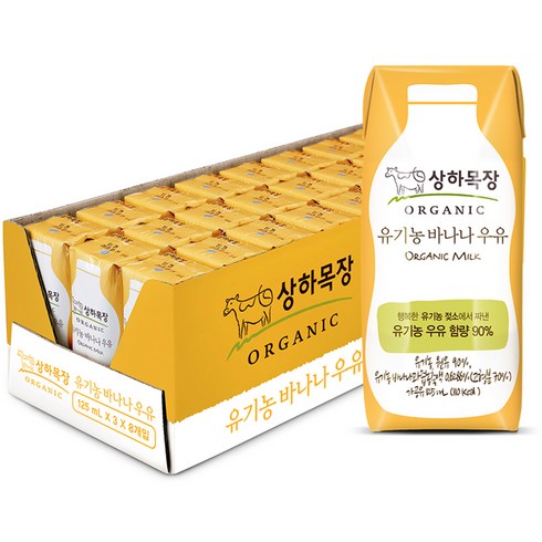 상하목장 유기농 멸균 바나나우유, 125ml, 24팩
