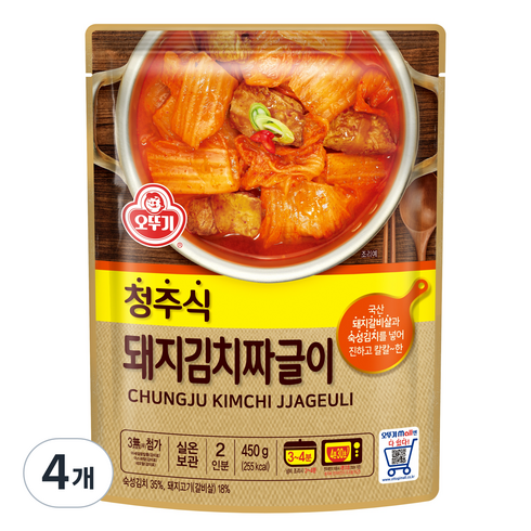 낭만김치찌개 - 오뚜기 청주식 돼지김치짜글이, 450g, 4개