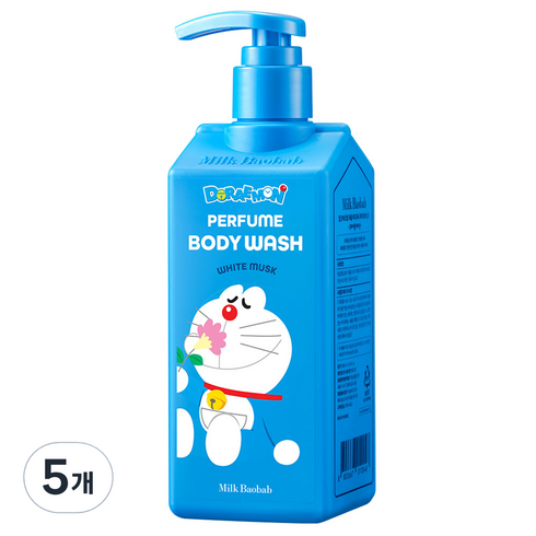 밀크바오밥 퍼퓸 바디워시 화이트머스크향 도라에몽 에디션 랜덤발송, 5개, 300ml