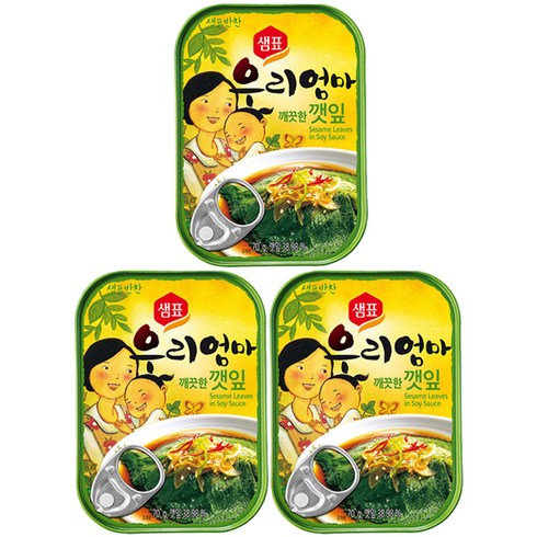 샘표 우리엄마 깨끗한깻잎, 70g, 3개입