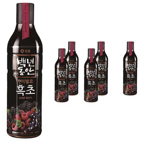 샘표 백년동안 산머루 복분자 현미발효 흑초, 900ml, 6개