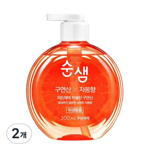 순샘 구연산 자몽 용기 세제, 500ml, 2개