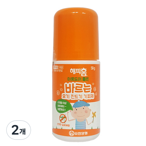 해피홈쿨 - 해피홈 아웃도어 롤온 바르는 모기 진드기 기피제, 50g, 2개