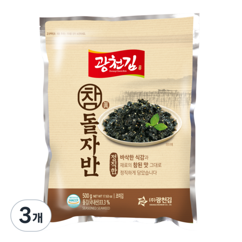 광천 해신 김자반 500g - 광천김 참 돌자반, 500g, 3개