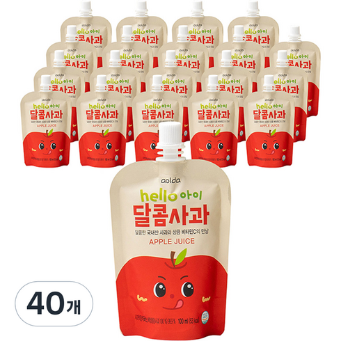 아올다 헬로아이 달콤사과 주스 100 ml, 사과맛, 40개, 100ml