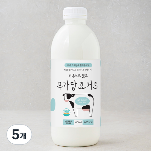 어니스트밀크 무가당 요거트, 1000ml, 5개