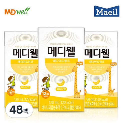 메디웰 페디아 드링크 미니 유아영양식, 120ml, 48팩