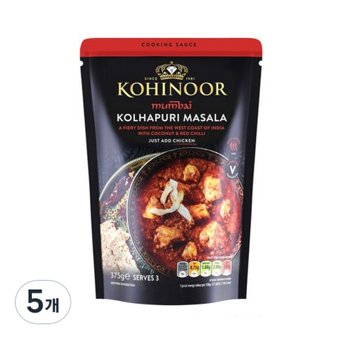 코이누르 뭄바이 칠리 즉석커리, 5개, 375g